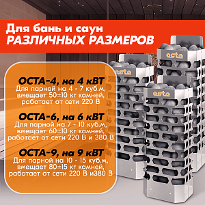 Электрическая каменка СТЭН ЭКМ 9 Octa steel 